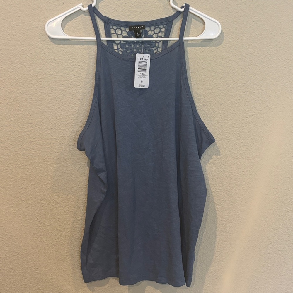 NWT Torrid Crochet Detail Slate Blue Tank Top
